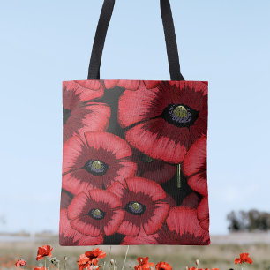 Red Poppies Art Pattern Moderne Blumenkähne Tasche