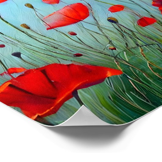Red Poppies Art Poster (Ecke)