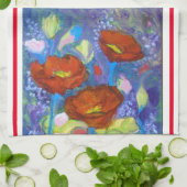Red Poppies auf Blue Kitchen Handtuch (Gefaltet)