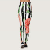 Red Poppies Black Stripes Chic Leggings (Rückseite)