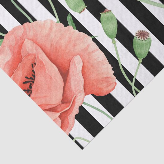 Red Poppies Black Stripes Chic Seidenpapier (Ausschnitt)