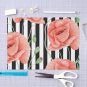 Red Poppies Black Stripes Chic Seidenpapier (Handwerk)
