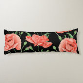 Red Poppies Black Stripes Chic Seitenschläferkissen (Rückseite)