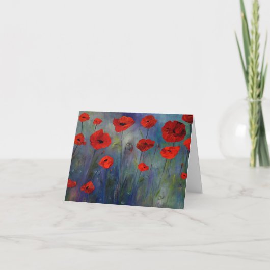 Red Poppies Blue Fog Fine Art Card Karte (Vorderseite)