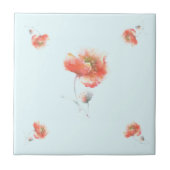 Red Poppies Blue Keramik Tile - Wählen Sie Farben Fliese (Vorderseite)