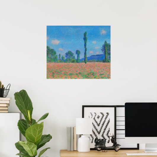 Red Poppies Blue Sky by Monet - Mohnfeld Poster (Heimbüro)
