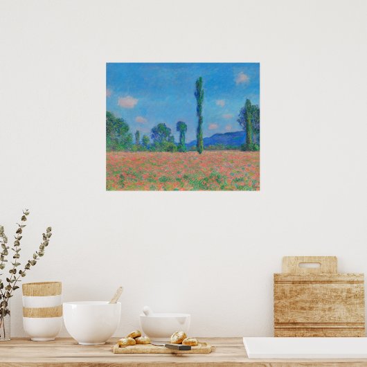 Red Poppies Blue Sky by Monet - Mohnfeld Poster (Küche)