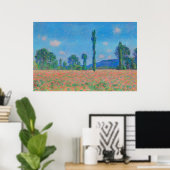 Red Poppies Blue Sky by Monet - Mohnfeld Poster (Heimbüro)