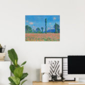 Red Poppies Blue Sky by Monet - Mohnfeld Poster (Heimbüro)