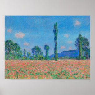 Red Poppies Blue Sky by Monet - Mohnfeld Poster