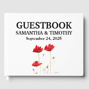 Red Poppies Blume Floral Wedding Gästebuch