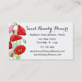 Red Poppies Blume Moderne einfache Floristen Visitenkarte (Rückseite)