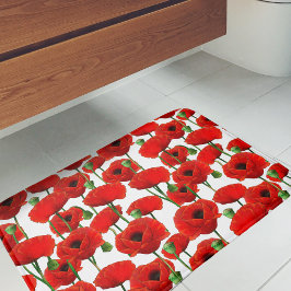 Red Poppies Blumenmuster Badematte