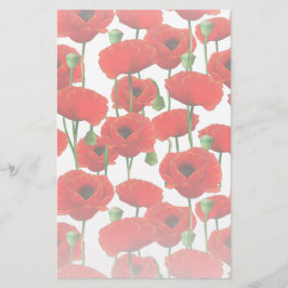 Red Poppies Blumenmuster Briefpapier