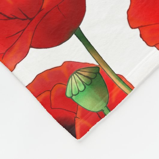 Red Poppies Blumenmuster Fleecedecke (Ecke)