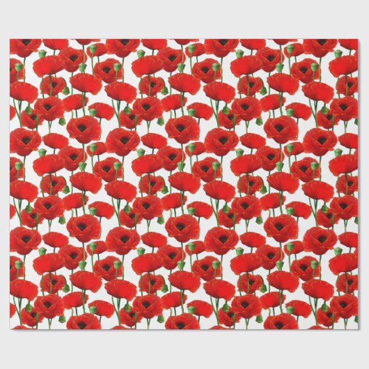 Red Poppies Blumenmuster Geschenkpapier (Flach)