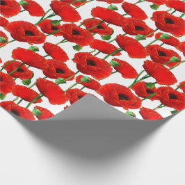 Red Poppies Blumenmuster Geschenkpapier