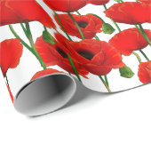 Red Poppies Blumenmuster Geschenkpapier (Rolleneckpunkt)
