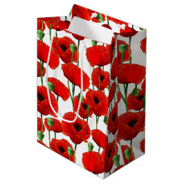 Red Poppies Blumenmuster Mittlere Geschenktüte