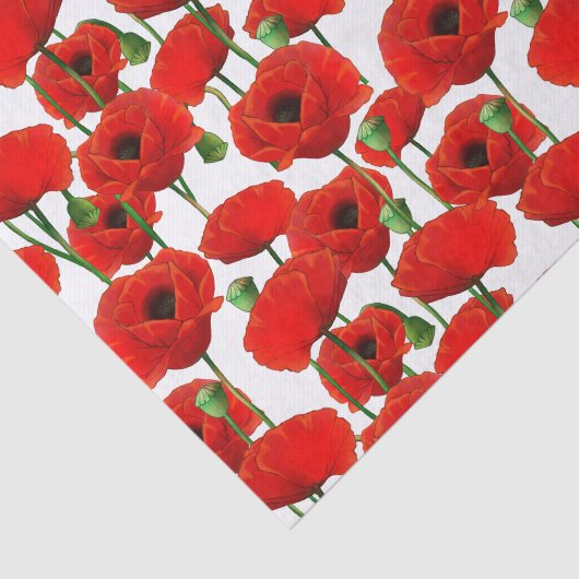 Red Poppies Blumenmuster Seidenpapier (Ausschnitt)