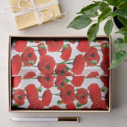 Red Poppies Blumenmuster Seidenpapier (Geschenk)