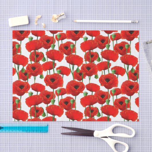 Red Poppies Blumenmuster Seidenpapier (Handwerk)