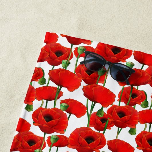 Red Poppies Blumenmuster Strandtuch (Beispiel)