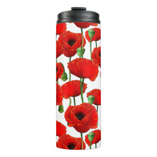 Red Poppies Blumenmuster Thermosbecher