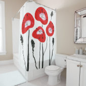 Red Poppies Boho Moderne Badezimmer Dekoration Duschvorhang (Beispiel)
