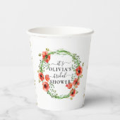 Red Poppies Botanisches Brautparty Paper Cups Pappbecher (Rückseite)