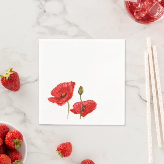 Red Poppies Bud Serviette (Beispiel)