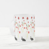 Red Poppies Bunny Rabbit Floral Mattglastasse (Vorderseite Links)
