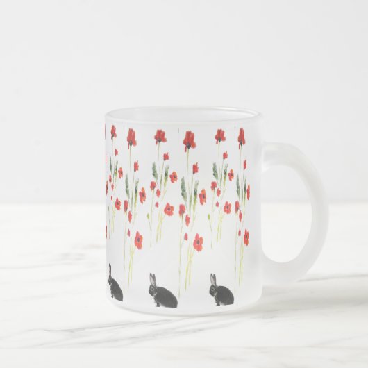 Red Poppies Bunny Rabbit Floral Mattglastasse (Rechts)
