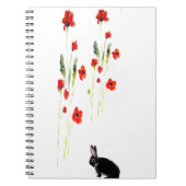 Red Poppies Bunny Rabbit Floral Notizblock (Vorderseite)