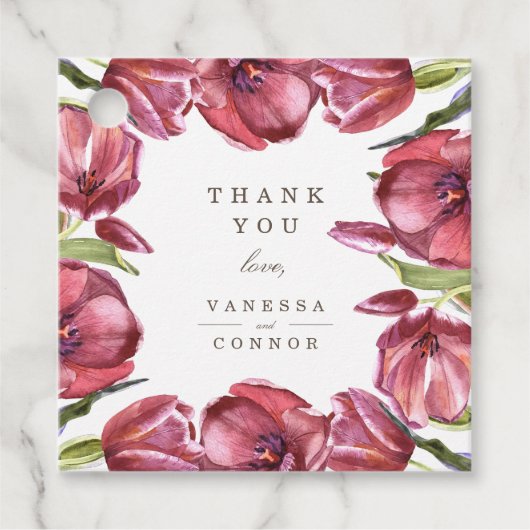 Red Poppies Chic Floral Vielen Dank für Ihre Hochz Geschenkanhänger (Vorderseite)