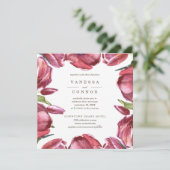 Red Poppies Classic Boho Floral Wedding Einladung (Stehend Vorderseite)