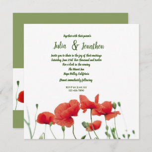 Red Poppies Custom Wedding Einladung
