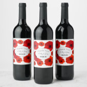 Red Poppies Custom Wedding Wine Labels Weinetikett (Flaschen)