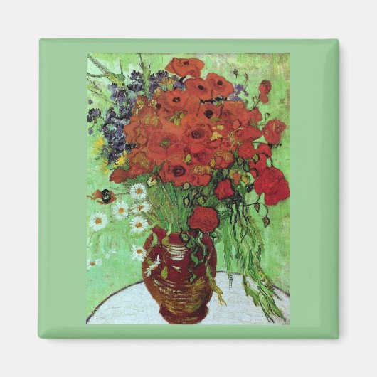 Red Poppies & Daisies (F280) Van Gogh Fine Art Magnet (Vorne)