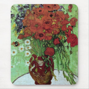Red Poppies & Daisies (F280)Van Gogh Fine Art Mousepad