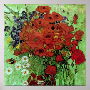 Red Poppies & Daisies (F280) Van Gogh Fine Art Poster