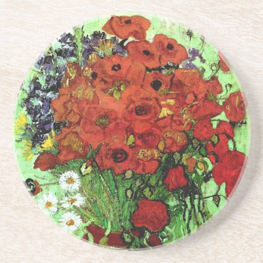 Red Poppies & Daisies Van Gogh Getränkeuntersetzer (Vorne)