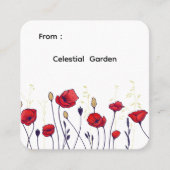 Red Poppies - Elegante Wildblume Quadratische Visitenkarte (Vorderseite)