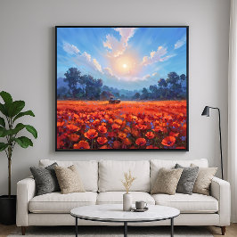 Red Poppies Field - Impressionismus Landschaftssti Poster