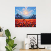 Red Poppies Field - Impressionismus Landschaftssti Poster (Heimbüro)