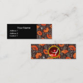 RED POPPIES Field Ruby Monogram White Black Floral Mini Visitenkarte (Vorne/Hinten)