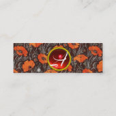 RED POPPIES Field Ruby Monogram White Black Floral Mini Visitenkarte (Rückseite)