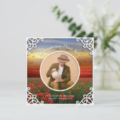 Red Poppies Field Sunset Foto Einladung (Stehend Vorderseite)