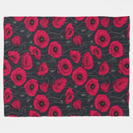 Red Poppies Fleecedecke (Vorderseite (Horizontal))