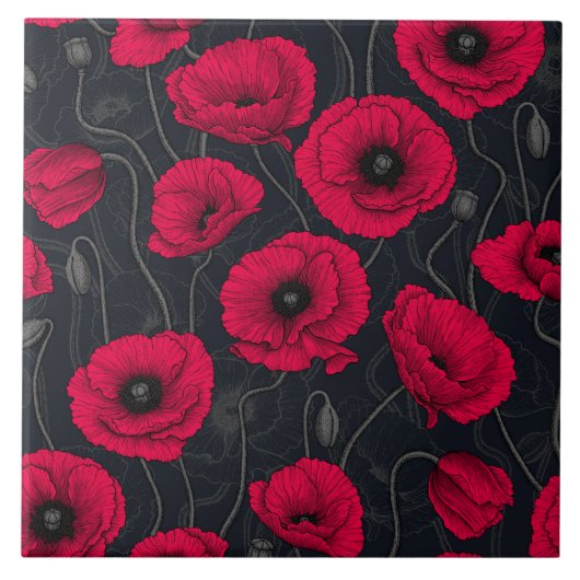 Red Poppies Fliese (Vorderseite)